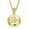 Dije Elegante 05.341.0003 Oro Laminado, Diseño de Iniciales, con Blanca Zirconia Cubica, Pulido, Tono Dorado