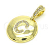 Dije Elegante 05.341.0003 Oro Laminado, Diseño de Iniciales, con Blanca Zirconia Cubica, Pulido, Tono Dorado