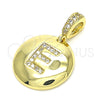 Dije Elegante 05.341.0005 Oro Laminado, Diseño de Iniciales, con Blanca Zirconia Cubica, Pulido, Tono Dorado