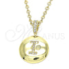Dije Elegante 05.341.0009 Oro Laminado, Diseño de Iniciales, con Blanca Zirconia Cubica, Pulido, Tono Dorado