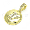 Dije Elegante 05.341.0009 Oro Laminado, Diseño de Iniciales, con Blanca Zirconia Cubica, Pulido, Tono Dorado