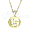 Dije Elegante 05.341.0010 Oro Laminado, Diseño de Iniciales, con Blanca Zirconia Cubica, Pulido, Tono Dorado