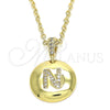 Dije Elegante 05.341.0011 Oro Laminado, Diseño de Iniciales, con Blanca Zirconia Cubica, Pulido, Tono Dorado