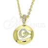 Dije Elegante 05.341.0012 Oro Laminado, Diseño de Iniciales, con Blanca Zirconia Cubica, Pulido, Tono Dorado
