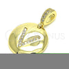 Dije Elegante 05.341.0015 Oro Laminado, Diseño de Iniciales, con Blanca Zirconia Cubica, Pulido, Tono Dorado