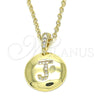 Dije Elegante 05.341.0016 Oro Laminado, Diseño de Iniciales, con Blanca Zirconia Cubica, Pulido, Tono Dorado