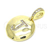 Dije Elegante 05.341.0016 Oro Laminado, Diseño de Iniciales, con Blanca Zirconia Cubica, Pulido, Tono Dorado