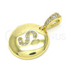 Dije Elegante 05.341.0019 Oro Laminado, Diseño de Iniciales, con Blanca Zirconia Cubica, Pulido, Tono Dorado