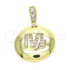 Dije Elegante 05.341.0020 Oro Laminado, Diseño de Iniciales, con Blanca Zirconia Cubica, Pulido, Tono Dorado