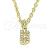 Dije Elegante 05.341.0022 Oro Laminado, Diseño de Iniciales, con Blanca Zirconia Cubica, Pulido, Tono Dorado