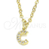 Dije Elegante 05.341.0023 Oro Laminado, Diseño de Iniciales, con Blanca Zirconia Cubica, Pulido, Tono Dorado