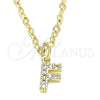 Dije Elegante 05.341.0026 Oro Laminado, Diseño de Iniciales, con Blanca Zirconia Cubica, Pulido, Tono Dorado