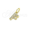 Dije Elegante 05.341.0026 Oro Laminado, Diseño de Iniciales, con Blanca Zirconia Cubica, Pulido, Tono Dorado