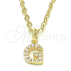 Dije Elegante 05.341.0027 Oro Laminado, Diseño de Iniciales, con Blanca Zirconia Cubica, Pulido, Tono Dorado