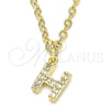 Dije Elegante 05.341.0028 Oro Laminado, Diseño de Iniciales, con Blanca Zirconia Cubica, Pulido, Tono Dorado