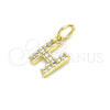 Dije Elegante 05.341.0028 Oro Laminado, Diseño de Iniciales, con Blanca Zirconia Cubica, Pulido, Tono Dorado