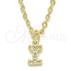 Dije Elegante 05.341.0029 Oro Laminado, Diseño de Iniciales, con Blanca Zirconia Cubica, Pulido, Tono Dorado