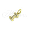 Dije Elegante 05.341.0029 Oro Laminado, Diseño de Iniciales, con Blanca Zirconia Cubica, Pulido, Tono Dorado