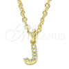 Dije Elegante 05.341.0030 Oro Laminado, Diseño de Iniciales, con Blanca Zirconia Cubica, Pulido, Tono Dorado