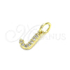Dije Elegante 05.341.0030 Oro Laminado, Diseño de Iniciales, con Blanca Zirconia Cubica, Pulido, Tono Dorado
