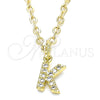 Dije Elegante 05.341.0031 Oro Laminado, Diseño de Iniciales, con Blanca Zirconia Cubica, Pulido, Tono Dorado