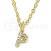 Dije Elegante 05.341.0034 Oro Laminado, Diseño de Iniciales, con Blanca Zirconia Cubica, Pulido, Tono Dorado