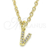 Dije Elegante 05.341.0038 Oro Laminado, Diseño de Iniciales, con Blanca Zirconia Cubica, Pulido, Tono Dorado