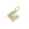 Dije Elegante 05.341.0039 Oro Laminado, Diseño de Iniciales y Mama, con Blanca Zirconia Cubica, Pulido, Tono Dorado