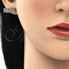 Arete Dormilona 02.341.0025 Oro Laminado, Diseño de Mama, con Blanca Zirconia Cubica, Pulido, Tono Dorado