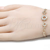 Pulsera Elegante 03.233.0025.08 Oro Laminado, Diseño de Corona, con Blanca Zirconia Cubica, Pulido, Tono Dorado (04 MM Thickness, 8 Inches Length)