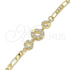 Pulsera Elegante 03.233.0025.08 Oro Laminado, Diseño de Corona, con Blanca Zirconia Cubica, Pulido, Tono Dorado (04 MM Thickness, 8 Inches Length)