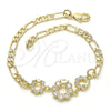 Pulsera Elegante 03.233.0025.08 Oro Laminado, Diseño de Corona, con Blanca Zirconia Cubica, Pulido, Tono Dorado (04 MM Thickness, 8 Inches Length)