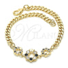 Pulsera Elegante 03.233.0026.08 Oro Laminado, Diseño de Corona, con Negro and Blanca Zirconia Cubica, Pulido, Tono Dorado (05 MM Thickness, 8 Inches Length)