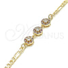 Pulsera Elegante 03.233.0029.08 Oro Laminado, con Rubi and Blanca Zirconia Cubica, Pulido, Tono Dorado (04 MM Thickness, 8 Inches Length)