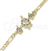 Pulsera Elegante 03.233.0033.08 Oro Laminado, Diseño de Corazón, con Negro and Blanca Zirconia Cubica, Pulido, Tono Dorado (04 MM Thickness, 8 Inches Length)