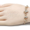 Pulsera Elegante 03.233.0037.08 Oro Laminado, Diseño de Mariposa, con Blanca Zirconia Cubica, Pulido, Tono Dorado (04 MM Thickness, 8 Inches Length)