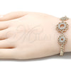 Pulsera Elegante 03.233.0044.08 Oro Laminado, Diseño de Flor, con Blanca Zirconia Cubica, Pulido, Tono Dorado (05 MM Thickness, 8 Inches Length)