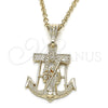 Dije Religioso 05.351.0070 Oro Laminado, Diseño de Santa Muerte y Ancla, Pulido, Tono Dorado