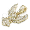 Dije Elegante 05.351.0072 Oro Laminado, Diseño de Águila, Pulido, Tono Dorado