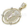 Dije Religioso 05.351.0073 Oro Laminado, Diseño de San Judas, con Blanca Cristal, Pulido, Tres Tonos
