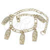 Pulsera de Dije 03.351.0085.07 Oro Laminado, Diseño de Guadalupe, Pulido, Tono Dorado (05 MM Thickness, 7 Inches Length)