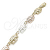Pulsera Elegante 03.351.0086.1.08 Oro Laminado, Diseño de Elefante, Pulido, Tres Tonos (09 MM Thickness, 8 Inches Length)