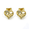 Arete Dormilona 02.342.0068 Oro Laminado, Diseño de Mama y Corazón, con Blanca Micro Pave, Pulido, Tono Dorado