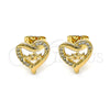 Arete Dormilona 02.342.0070 Oro Laminado, Diseño de Mama y Corazón, con Blanca Micro Pave, Pulido, Tono Dorado