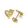 Arete Dormilona 02.342.0070 Oro Laminado, Diseño de Mama y Corazón, con Blanca Micro Pave, Pulido, Tono Dorado