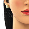 Arete Dormilona 02.213.0166 Oro Laminado, Diseño de Nudo, con Blanca Zirconia Cubica, Pulido, Tono Dorado