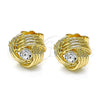 Arete Dormilona 02.213.0166 Oro Laminado, Diseño de Nudo, con Blanca Zirconia Cubica, Pulido, Tono Dorado