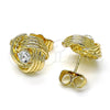 Arete Dormilona 02.213.0166 Oro Laminado, Diseño de Nudo, con Blanca Zirconia Cubica, Pulido, Tono Dorado