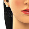 Arete Dormilona 02.213.0168 Oro Laminado, con Blanca Cristal, Pulido, Tono Dorado