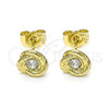 Arete Dormilona 02.213.0168 Oro Laminado, con Blanca Cristal, Pulido, Tono Dorado